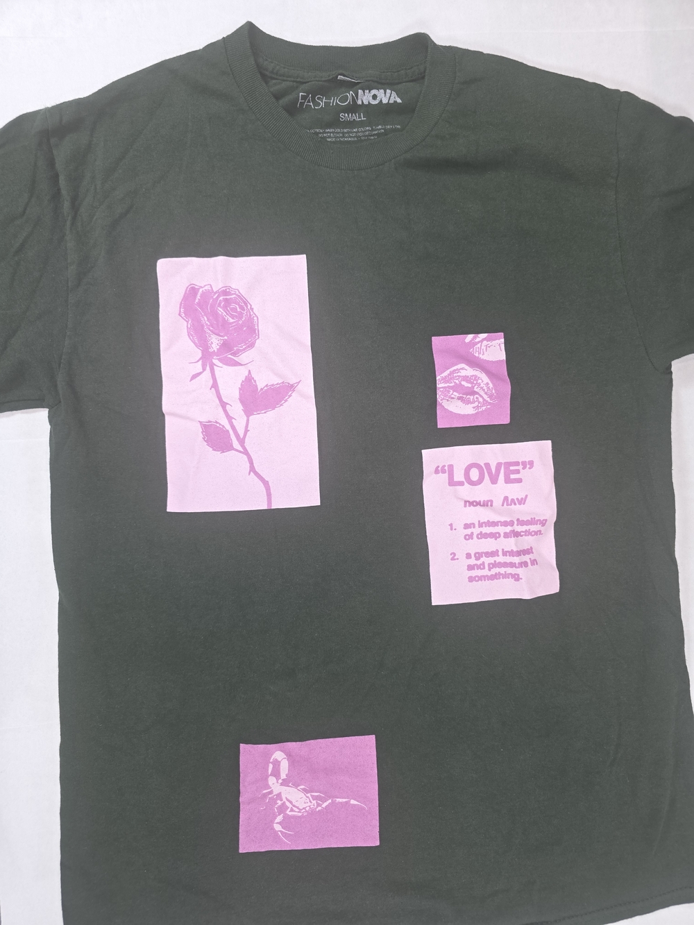 Fashion Nova Women's Neon Pink Collage Graphic Tee